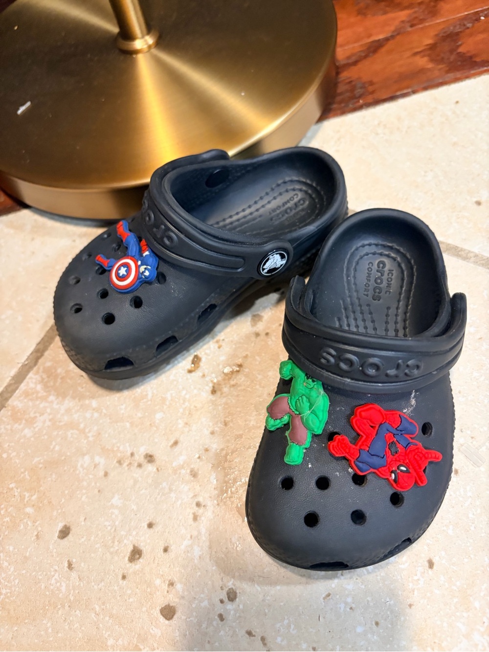 CROCS Kids' Black Clogs with Superhero Charms